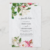 Waterverf Magnolia Flowers Wedding Save The Date (Voorkant / Achterkant)