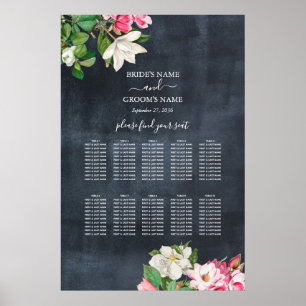 Waterverf Magnolia Flowers Wedding Seating Chart Poster