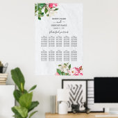Waterverf Magnolia Flowers Wedding Seating Chart Poster (Thuiskantoor)