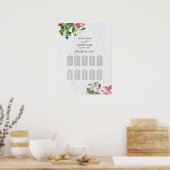 Waterverf Magnolia Flowers Wedding Seating Chart Poster (Keuken)