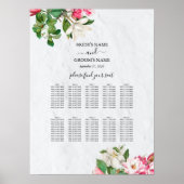 Waterverf Magnolia Flowers Wedding Seating Chart Poster (Voorkant)