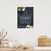 Waterverf Magnolia Flowers Wedding Seating Chart Poster (Keuken)