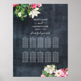Waterverf Magnolia Flowers Wedding Seating Chart Poster