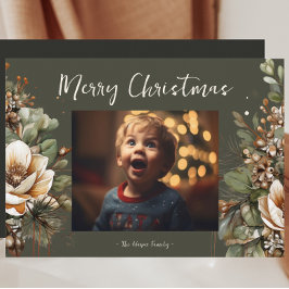 Waterverf Magnolia Garland Botanische Vakantie Kaa Feestdagenkaart