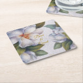 Waterverf Magnolia Gold Script Custom Wedding Kartonnen Onderzetters (Schuin)