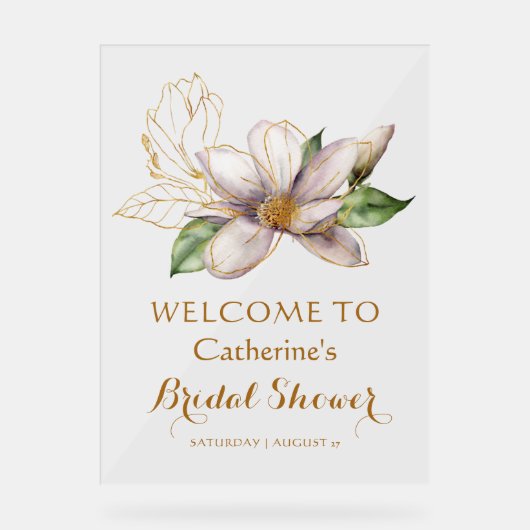 Waterverf Magnolia Paars Floral Vrijgezellenfeest Acryl Bord (Voorkant)