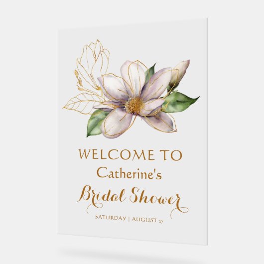 Waterverf Magnolia Paars Floral Vrijgezellenfeest Acryl Bord (Hoek)