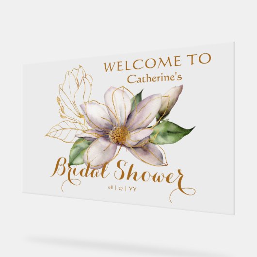 Waterverf Magnolia Paars Floral Vrijgezellenfeest Acryl Bord (Hoek)