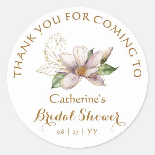 Waterverf Magnolia Paars Floral Vrijgezellenfeest Ronde Sticker (Voorkant)