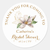 Waterverf Magnolia Paars Floral Vrijgezellenfeest Ronde Sticker (Voorkant)