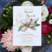 Waterverf Magnolia Paarse Bloemen Bruidsbrunch Kaart