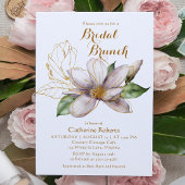 Waterverf Magnolia Paarse Bloemen Bruidsbrunch Kaart