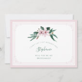Waterverf Magnolia Pink Floral Bridesmaid Kaart (Voorkant)