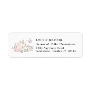 Waterverf Magnolia Return Name Address Wedding Etiket