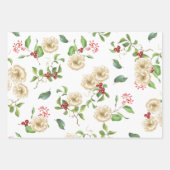 Waterverf Magnolia, Rode Berries en olievlek Inpakpapier Vel (Voorkant)