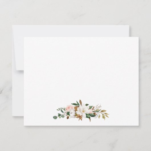 Waterverf Magnolia Roos Bloemen Gepersonaliseerd G Notitiekaartje (Achterkant)