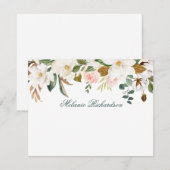 Waterverf Magnolia Roos Floral Persoonlijk Groen Notitiekaartje (Voorkant / Achterkant)