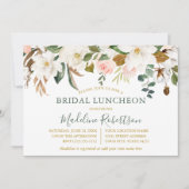 Waterverf Magnolia Rozen Bruids Lunch Sage Groen Kaart (Voorkant)