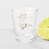 Waterverf Magnolia Rozen Green Bachelorette Party Shot Glas (Achterkant)
