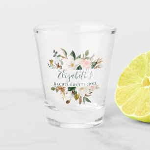 Waterverf Magnolia Rozen Green Bachelorette Party Shot Glas