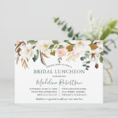 Waterverf Magnolia Rozen Sage Green Bridal Lunch Kaart (Staand voorkant)