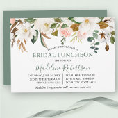Waterverf Magnolia Rozen Sage Green Bridal Lunch Kaart