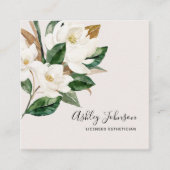 Waterverf Magnolia Script Typografie Blush Black Vierkante Visitekaartje (Voorkant)