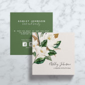 Waterverf Magnolia Script Typografie Blush Black Vierkante Visitekaartje