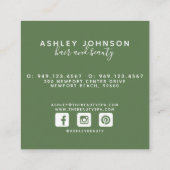 Waterverf Magnolia Script Typografie White Green Vierkante Visitekaartje (Achterkant)