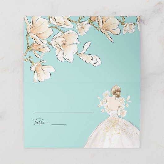 Waterverf Magnolia Vrijgezellenfeest Place Card Plaatskaartje (Buitenkant ongevouwen)