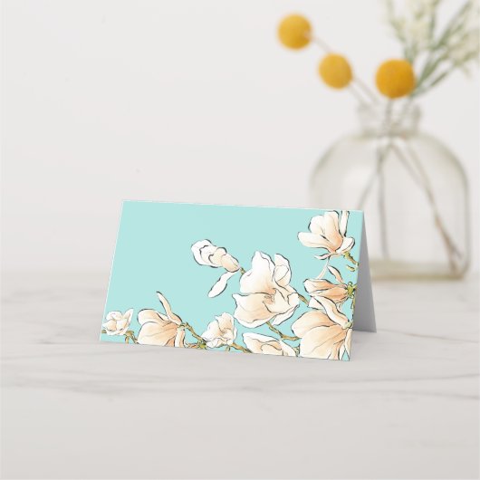 Waterverf Magnolia Vrijgezellenfeest Place Card Plaatskaartje (Achterkant)