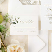 Waterverf Magnolia Wedding Crest Response Kaart