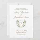 Waterverf Magnolia Wedding Crest Save the Date (Voorkant)