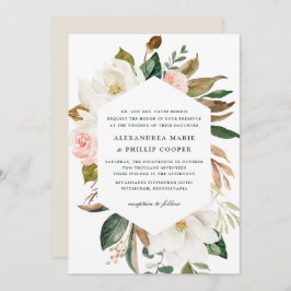 Waterverf Magnolia Wedding Invitation Kaart