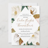 Waterverf Magnolia Wedding Invitation Kaart (Voorkant)