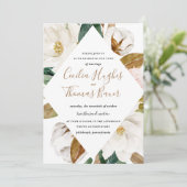 Waterverf Magnolia Wedding Invitation Kaart (Staand voorkant)