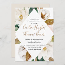 Waterverf Magnolia Wedding Invitation