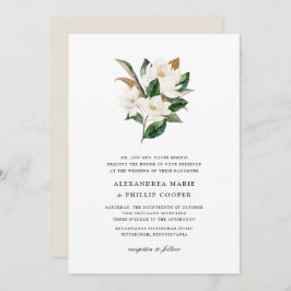Waterverf Magnolia Wedding Invitation Kaart