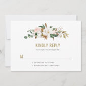 Waterverf Magnolia Wedding Invitation Monogram Kaart (Voorkant)