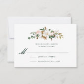 Waterverf Magnolia Wedding Invitation RSVP Kaartje (Voorkant)