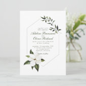 Waterverf Magnolia Wedding Invitations Kaart (Staand voorkant)