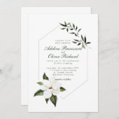 Waterverf Magnolia Wedding Invitations Kaart (Voorkant / Achterkant)