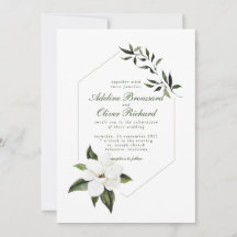 Waterverf Magnolia Wedding Invitations