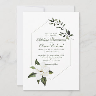 Waterverf Magnolia Wedding Invitations Kaart