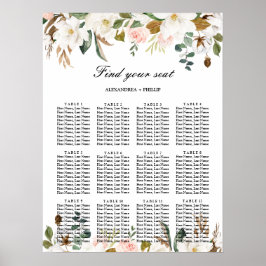 Waterverf Magnolia Wedding Seating Chart Poster