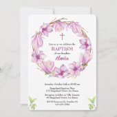 Waterverf Magnolia Wreath Baptism Invitation Kaart (Voorkant)