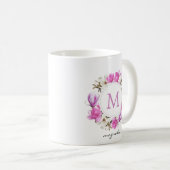 Waterverf Magnolia Wreath Monogram Koffiemok (Voorkant rechts)