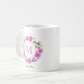 Waterverf Magnolia Wreath Monogram Koffiemok (Voorkant links)
