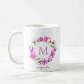 Waterverf Magnolia Wreath Monogram Koffiemok (Links)