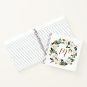 Waterverf Magnolia Wreath Monogram Notitieboek (Binnen)